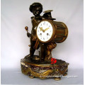 french style bronze clock for home with boy statue